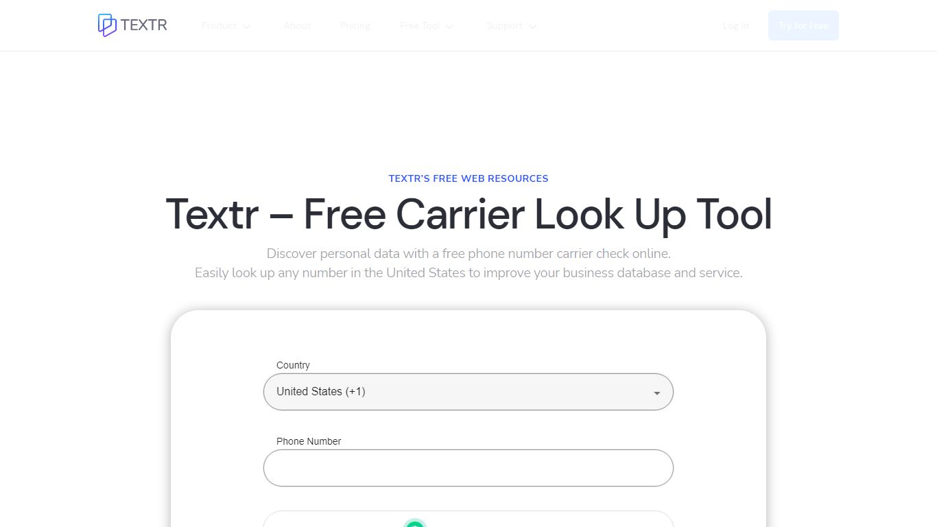 Free Carrier Lookup Tool - Textr